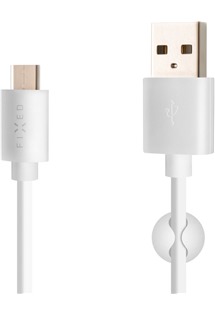 FIXED USB-A / USB-C, 2m, bílý kabel