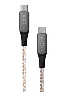 FIXED USB-C / USB-C 60W PD 1,2m  svítící nabíjecí bílý kabel