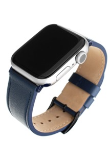 FIXED kožený řemínek pro Apple Watch 42mm/44mm modrý