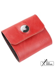 FIXED Classic Wallet for AirTag kožená peněženka z pravé hovězí kůže červená