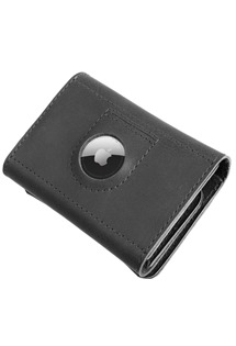 FIXED Tripple Wallet for AirTag kožená peněženka z pravé hovězí kůže černá
