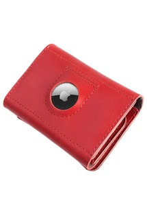 FIXED Tripple Wallet for AirTag kožená peněženka z pravé hovězí kůže červená
