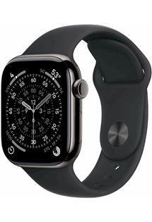 Apple Watch Series 11 42mm Cellular Slate Titanium + Black Sport Band M/L