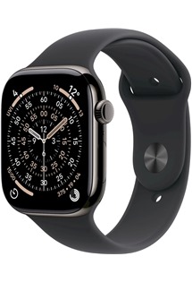 Apple Watch Series 11 46mm Cellular Slate Titanium + Black Sport Band S/M