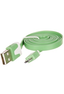 OEM USB / micro USB, 1m plochý zelený kabel