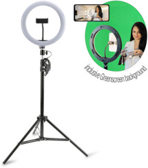 4smarts LoomiPod XL tripod kruhové světlo s LED osvětlením 173cm černý + 2x3m green screen plátno