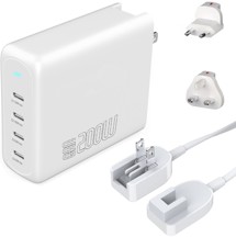 4smarts GaN Flex Pro 200W PD / QC nabíječka s prodlužovacím adaptérem a EU / UK zásuvkou bílá