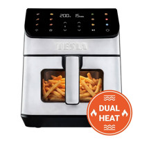 TESLA AirCook DualHeat QD65 XXL multifunkční duální digitální horkovzdušná fritéza stříbrná