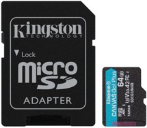 Kingston microSDXC 64GB Canvas Go! Plus + SD adaptér