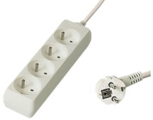 PremiumCord prodlužovací kabel 3m, 4x zásuvka bílý