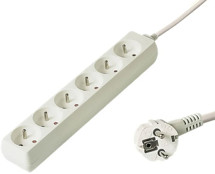 PremiumCord prodlužovací kabel 2m, 6x zásuvka bílý