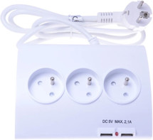 PremiumCord prodlužovací kabel 1,5m 5x zásuvka, 2x USB-A