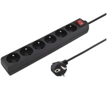 PremiumCord prodlužovací kabel 3m 6x zásuvka černý