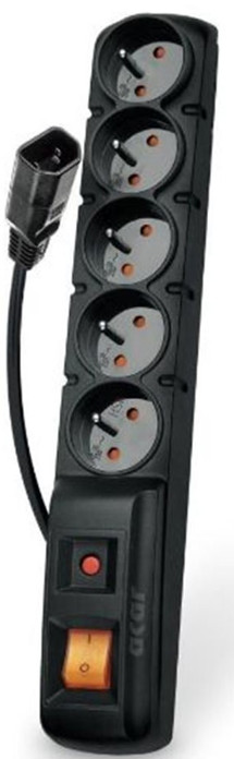 PremiumCord Acar F5 IEC prodlužovací kabel s přepěťovou ochranou 5m, 5x zásuvka černý