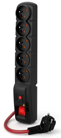 PremiumCord Acar F5 prodlužovací kabel s přepěťovou ochranou 1,5m, 5x zásuvka černý