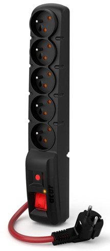 PremiumCord Acar F5 prodlužovací kabel s přepěťovou ochranou 3m, 5x zásuvka černý