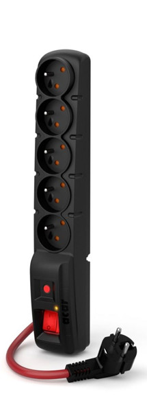 PremiumCord Acar F5 prodlužovací kabel s přepěťovou ochranou 5m, 5x zásuvka černý