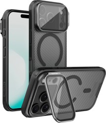 Nillkin CamShield Prop Magnetic zadní kryt s krytkou kamery/stojánkem a MagSafe pro Apple iPhone 17 Pro Max čirý/černý