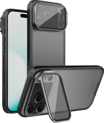 Nillkin CamShield Prop zadní kryt s krytkou kamery/stojánkem pro Apple iPhone 17 Pro Max čirý/černý