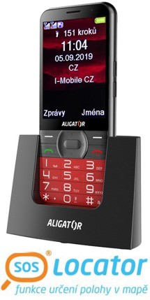Aligator A900 Senior červený + nabíjecí stojánek