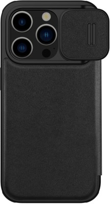 Nillkin Qin Book Pro Plain Leather flipové pouzdro s krytkou kamery pro Apple iPhone 15 Pro Max černé