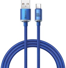 Baseus Crystal Shine Series USB-A / USB-C 100W 1,2m opletený modrý kabel