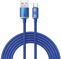 Baseus Crystal Shine Series USB-A / USB-C 100W 2m opletený modrý kabel