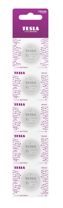 TESLA CR2430 - lithiová knoflíková baterie 3V, 5ks