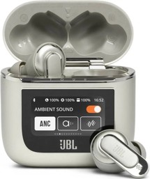 JBL Tour Pro 2 bezdrátová sluchátka s dotykovým displejem a potlačením hluku béžová