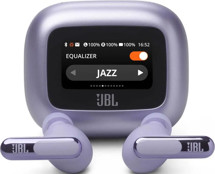 JBL Live Beam 3 bezdrátová sluchátka s dotykovým displejem a potlačením hluku fialová