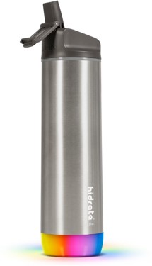 HidrateSpark PRO chytrá lahev s brčkem 620 ml stříbrná