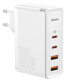 Baseus GaN2 Pro 100W nabíječka 2x USB-C + 2x USB-A bílá