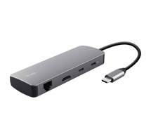 Trust Dalyx 8v1 USB-C dokovací stanice šedá