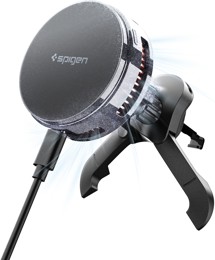Spigen Essential Peltier magnetický držák do ventilace s 25W bezdrátovým nabíjením černý (EV25MFAQ)