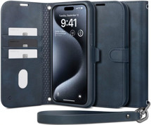 Spigen Wallet S Pro flipové pouzdro pro Apple iPhone 15 Pro Max modré
