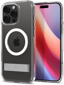 Spigen Ultra Hybrid S zadní kryt s podporou MagSafe a stojánkem pro Apple iPhone 16 Pro Max čirý