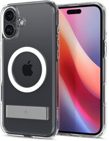 Spigen Ultra Hybrid S zadní kryt s podporou MagSafe a stojánkem pro Apple iPhone 16 Plus čirý