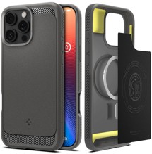 Spigen Rugged Armor odolný zadní kryt s podporou MagSafe pro Apple iPhone 16 Pro šedý