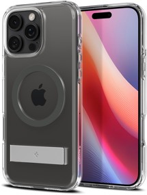 Spigen Ultra Hybrid S zadní kryt s podporou MagSafe a stojánkem pro Apple iPhone 16 Pro šedý