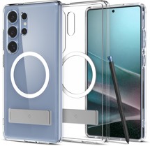 Spigen Ultra Hybrid S zadní kryt s podporou MagSafe a stojánkem pro Samsung Galaxy S25 Ultra bílý