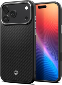 Spigen Enzo Aramid T aramidový kryt s podporou MagSafe pro Apple iPhone 17 Pro Max černý / stříbrný