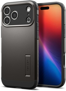 Spigen Tough Armor T odolný zadní kryt s podporou MagSafe a stojánkem pro Apple iPhone 17 Pro Max šedý