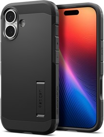 Spigen Tough Armor T odolný zadní kryt s podporou MagSafe a stojánkem pro Apple iPhone 17 černý