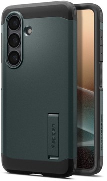 Spigen Tough Armor odolný zadní kryt se stojánkem a podporou MagSafe pro Samsung Galaxy S26 zelený