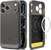 Spigen Rugged Armor odolný zadní kryt s podporou MagSafe pro Apple iPhone 18 Pro/17 Pro šedý