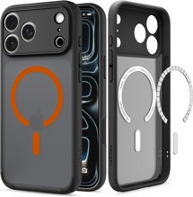 Spigen Ultra Hybrid zadní kryt s podporou MagSafe pro Apple iPhone 18 Pro/17 Pro černý / oranžový