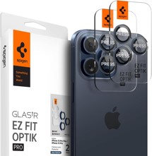 Spigen Glass.tR EZ Fit Optik Pro tvrzené sklo na čočky fotoaparátu pro Apple iPhone 17/16/15/14 Pro + 17/16/15/14 Pro Max 2ks modré