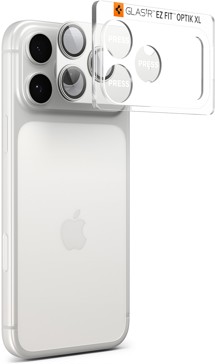 Spigen Glass.tR EZ Fit Optik Pro XL tvrzené sklo na modul fotoaparátu pro Apple iPhone 17 Pro Max stříbrné