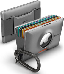 Spigen Wallet S Card Holder with Card Key Ring peněženka s karabinou pro Apple AirTag šedá