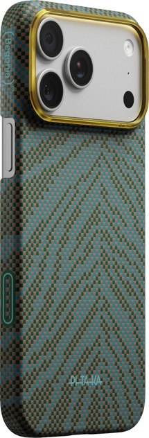 Pitaka Edge Breath of Veins aramidový zadní kryt s podporou MagSafe pro Apple iPhone 17 Pro Max tmavě zelený / modrý